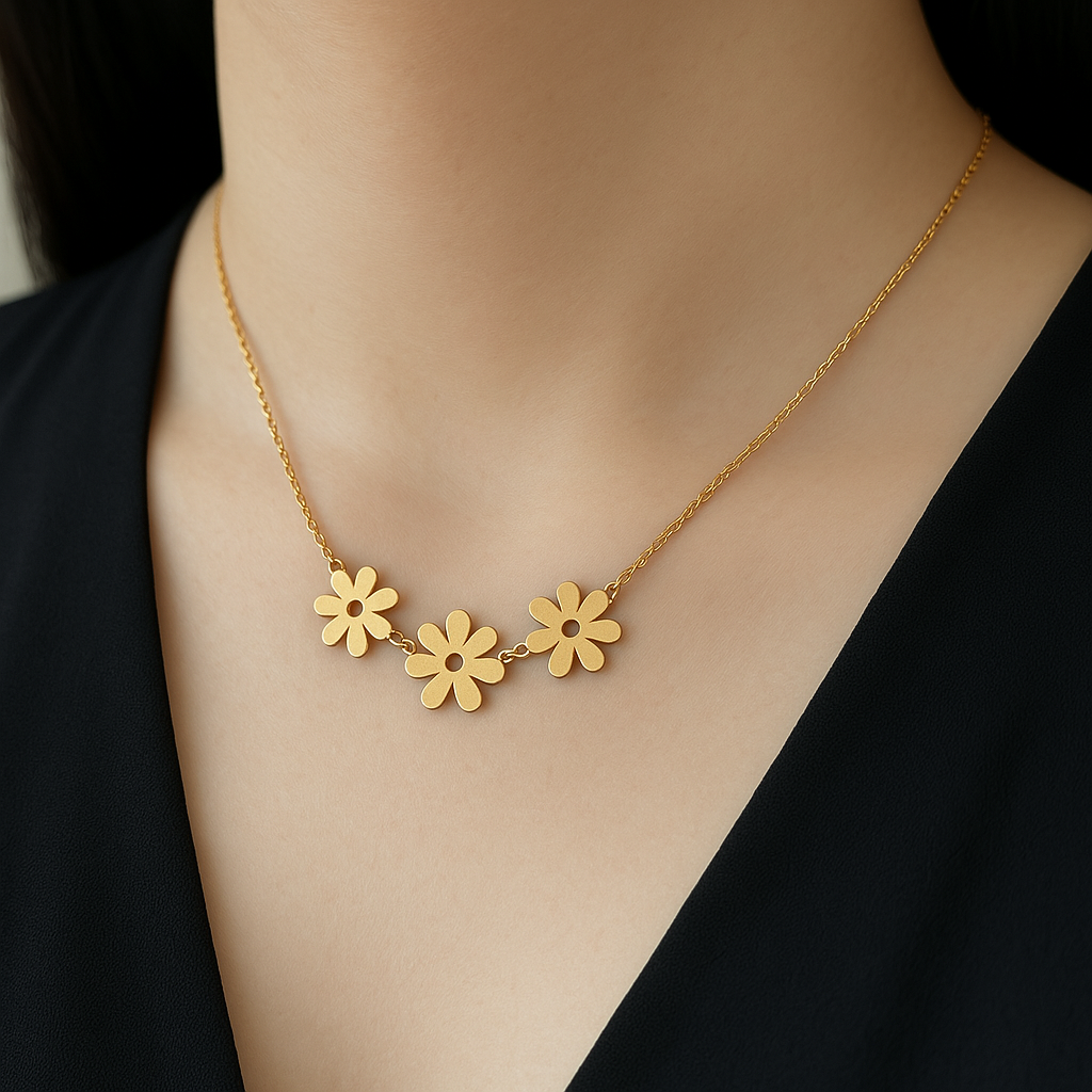 Flower Shape Chain Pendant - Bitto Bling 